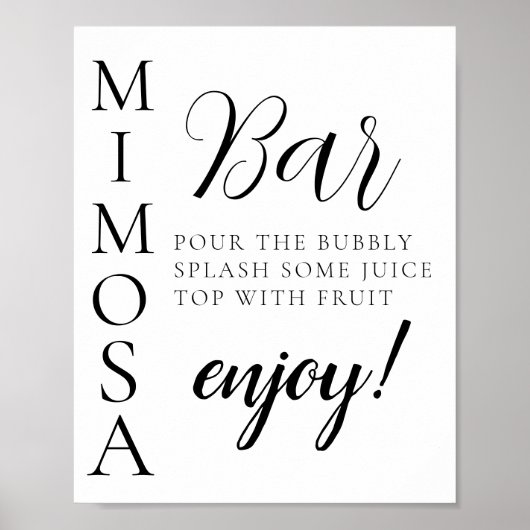 Textskript Minimale Mimosa-Bar-Beschilderung Poster (Vorne)