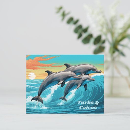 Texttürme und Caicos-Dolphin Postkarte (Stehend Vorderseite)
