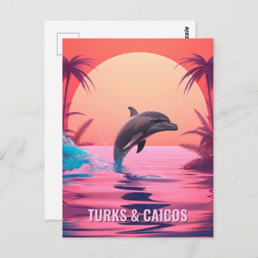 Texttürme und Caicos-Dolphin Postkarte (Vorne/Hinten)