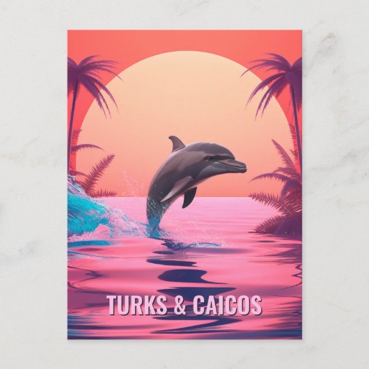 Texttürme und Caicos-Dolphin Postkarte (Vorderseite)