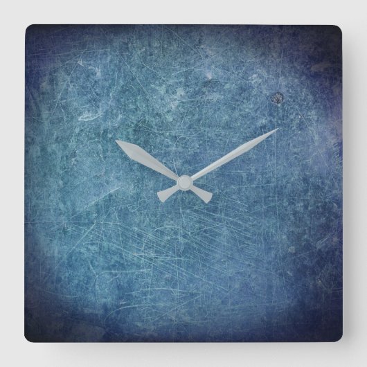 Textur aus blauem Metall Quadratische Wanduhr (Vorderseite)