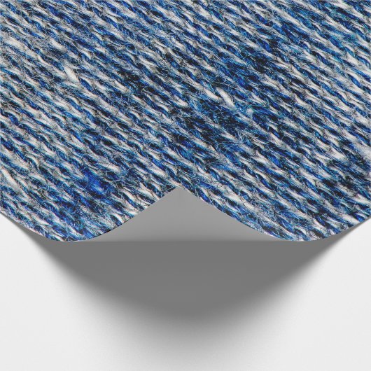 Textur aus blauem Strickwolle Geschenkpapier (Ecke)