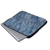 Textur aus blauem Strickwolle Laptopschutzhülle (Vorne Knopf)