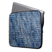 Textur aus blauem Strickwolle Laptopschutzhülle (Vorderseite Links)
