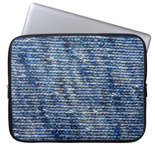 Textur aus blauem Strickwolle Laptopschutzhülle (Vorderseite)