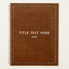 Textur aus braunem Leder und Sticken Planer