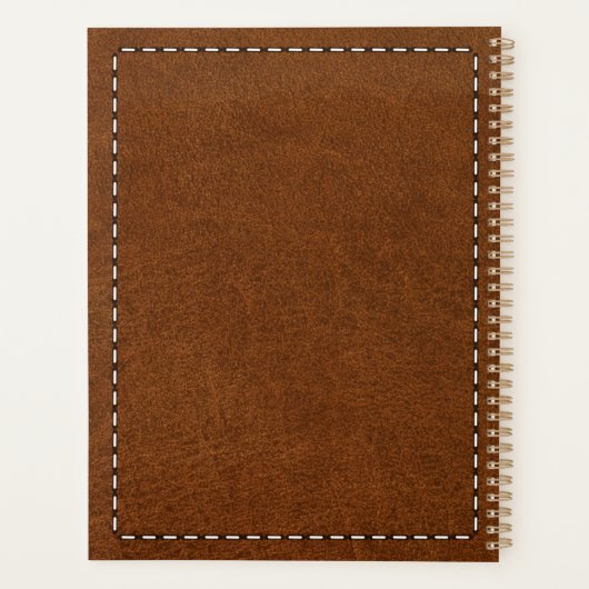 Textur aus braunem Leder und Sticken Planer (Rückseite)