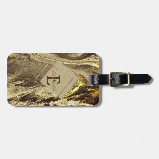 Textur aus geometrischem Stein,Monogramm-Rahmen Gepäckanhänger (Vorderseite horizontal)