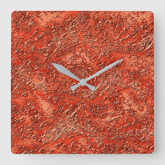 Textur aus kleinen Furchen auf Kardinal rot bis Ku Quadratische Wanduhr (Vorderseite)