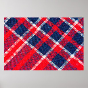 Textur aus Rot und Blau, aus karierten Wolle Poster