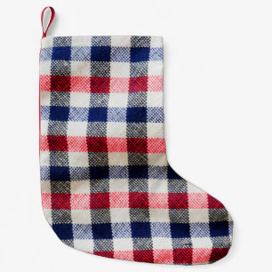 Textur aus schottischem Stoff, Bastgeflecht aus vi Kleiner Weihnachtsstrumpf