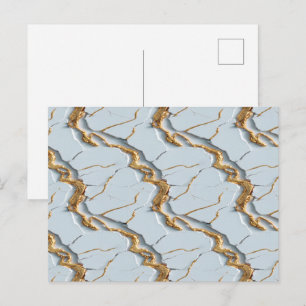 Textur aus weißem Marmor mit rissigen Goldadern Postkarte