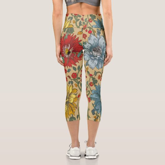 Textur der Blume Capri Leggings (Rückseite)