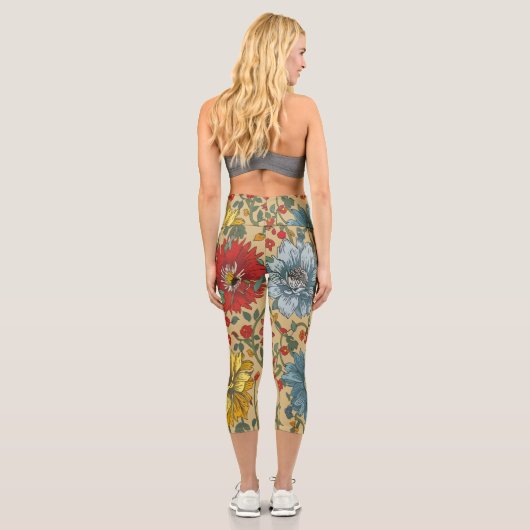 Textur der Blume Capri Leggings (Rückseite)