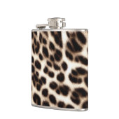 Textur der Pelzhaut aus Leopardenleoparden Flachmann (Links)