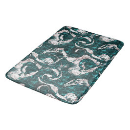 Textur der weißen Flecken, gemischt mit Aquamarin  Badematte