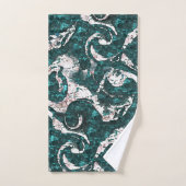 Textur der weißen Flecken, gemischt mit Aquamarin  Badhandtuch Set (Handtuch)