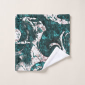 Textur der weißen Flecken, gemischt mit Aquamarin  Badhandtuch Set (Waschlappen)