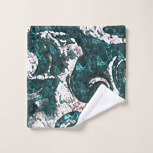 Textur der weißen Flecken, gemischt mit Aquamarin  Badhandtuch Set (Waschlappen)