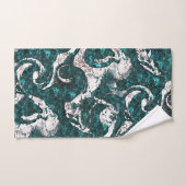 Textur der weißen Flecken, gemischt mit Aquamarin  Badhandtuch Set (Handtuch)