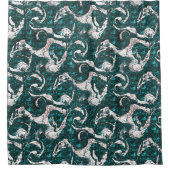 Textur der weißen Flecken, gemischt mit Aquamarin Duschvorhang (Vorderseite)