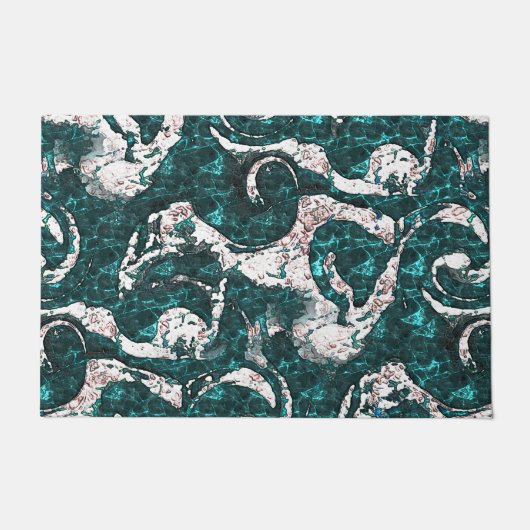 Textur der weißen Flecken, gemischt mit Aquamarin  Fußmatte (Vorderseite)