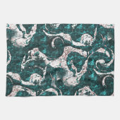 Textur der weißen Flecken, gemischt mit Aquamarin  Geschirrtuch (Horizontal)