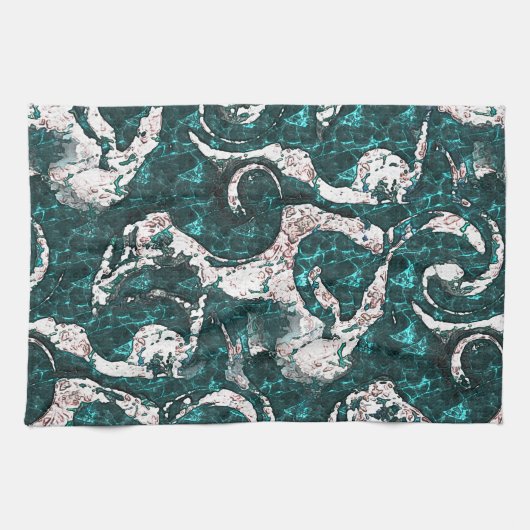 Textur der weißen Flecken, gemischt mit Aquamarin Geschirrtuch (Horizontal)