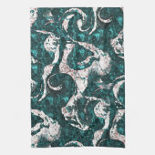 Textur der weißen Flecken, gemischt mit Aquamarin  Geschirrtuch (Vertikal)