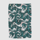 Textur der weißen Flecken, gemischt mit Aquamarin  Golfhandtuch (Vorderseite)