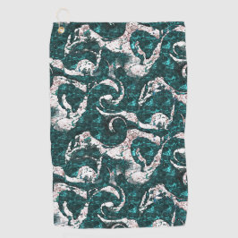 Textur der weißen Flecken, gemischt mit Aquamarin  Golfhandtuch