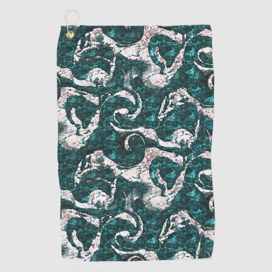 Textur der weißen Flecken, gemischt mit Aquamarin Golfhandtuch (Vorderseite)