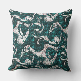 Textur der weißen Flecken, gemischt mit Aquamarin  Kissen