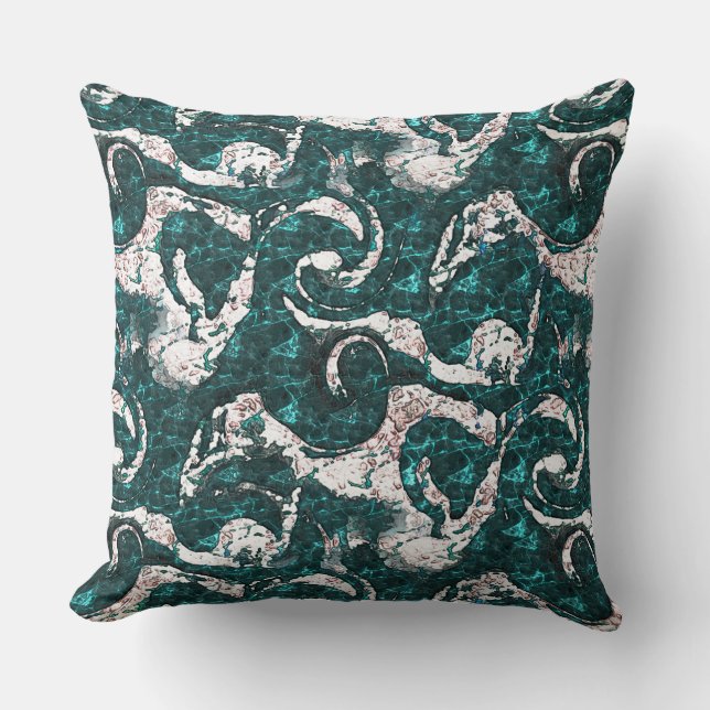 Textur der weißen Flecken, gemischt mit Aquamarin  Kissen (Vorderseite)