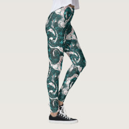 Textur der weißen Flecken, gemischt mit Aquamarin  Leggings