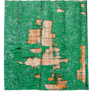 Textur des alten Holzzauns mit schäbiger Farbe. Gr Duschvorhang