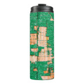 Textur des alten Holzzauns mit schäbiger Farbe. Gr Thermosbecher (Vorderseite)