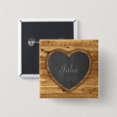 Textur des Holzbrettes Graphic Heart Chalkboard Button (Vorne & Hinten)
