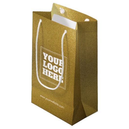 Textur des QR-Codes für goldgegossene Metallplatte Kleine Geschenktüte (Vorderseite Schrägansicht)