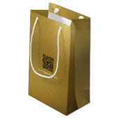 Textur des QR-Codes für goldgegossene Metallplatte Kleine Geschenktüte (Rückseite Schrägansicht)