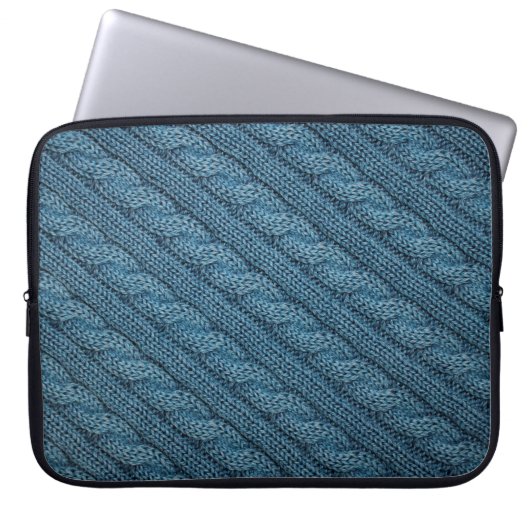 Textur des Strickstoffes, hellblaues Colo Laptopschutzhülle (Vorderseite)