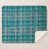 Textur des türkisfarbenen Tartan Sherpadecke (Vorderseite (Horizontal))