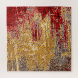Textur eines orientalischen rot-goldenen Teppichs. Puzzle