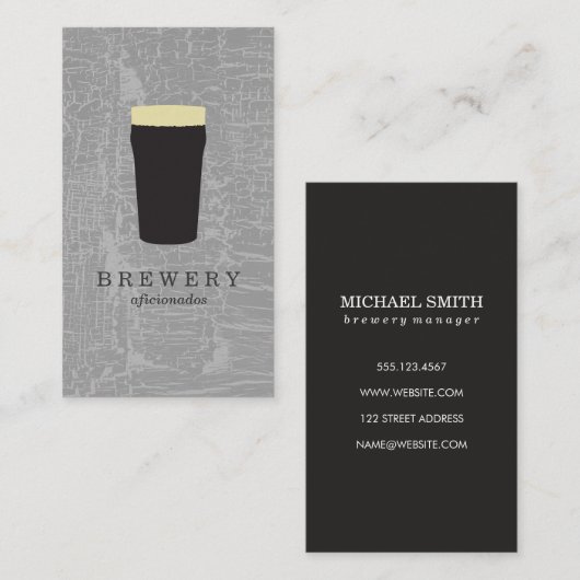 Textur grau mit Bierglas Visitenkarte (Vorne/Hinten)