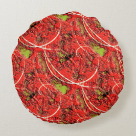 Textur in einigen lebendigen Korallen mit Tee-grün Rundes Kissen