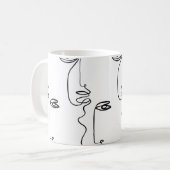 Textur mit abstrakten Gesichtern. Eine durchgehend Kaffeetasse (Vorderseite Links)