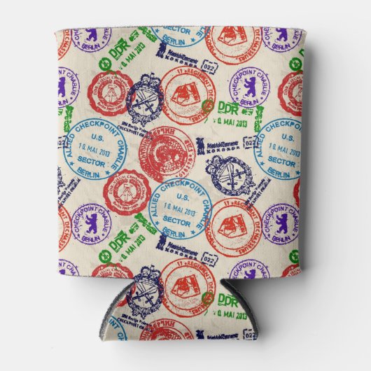 Textur mit echten Briefmarke. Dosenkühler (Vorderseite)