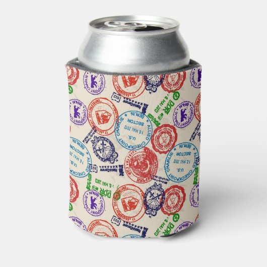 Textur mit echten Briefmarke. Dosenkühler (Kanne Rückseite)