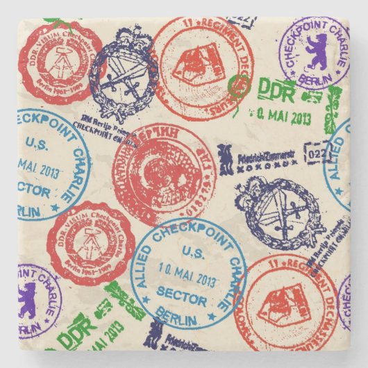 Textur mit echten Briefmarke. Steinuntersetzer (Vorderseite)