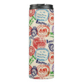 Textur mit echten Briefmarke. Thermosbecher (Rückseite)